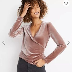 Madewell Velvet Ballet Wrap Top- Champagne